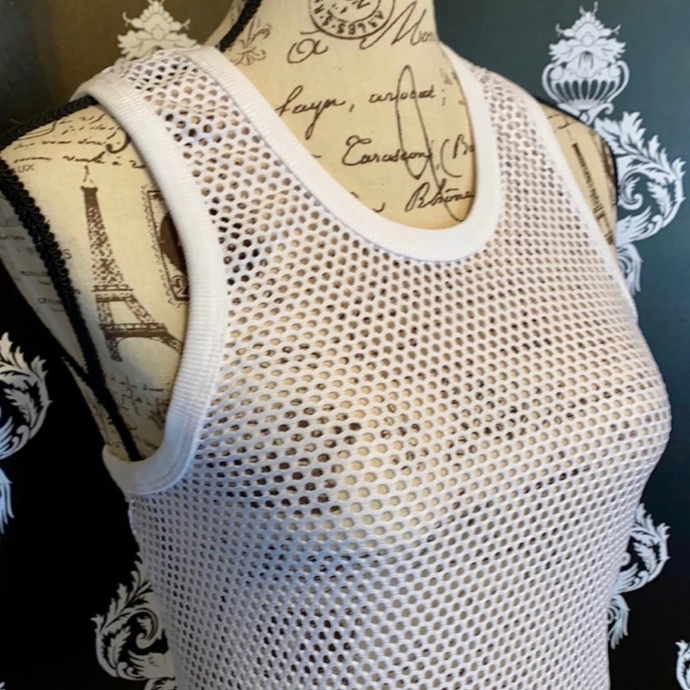 🍀 NWT! Cute White Mesh Tank! - Picture 2 of 5